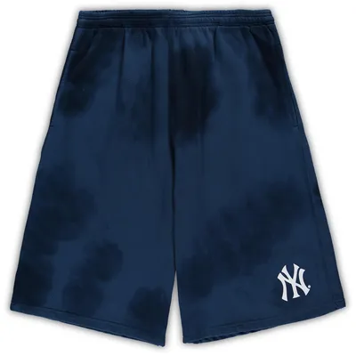 New York Yankees Big & Tall Tye Dye Fleece Shorts - Navy