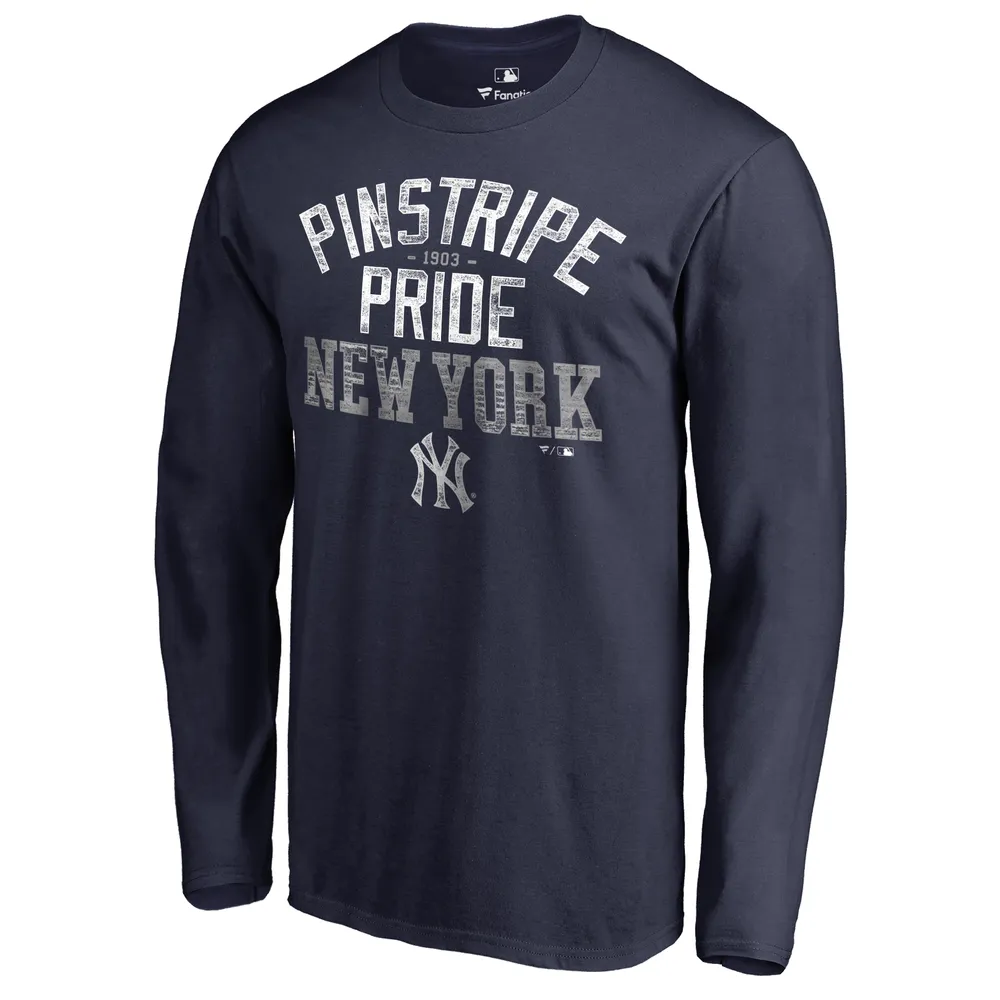 Lids New York Yankees Hometown Collection Pinstripe Pride Long Sleeve T- Shirt - Navy