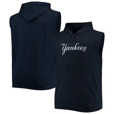New York Yankees Jersey Muscle Sleeveless Pullover Hoodie - Navy