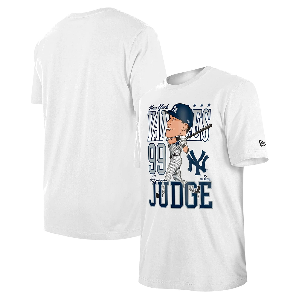 T-shirt blanc New Era Aaron Judge pour hommes, caricature des Yankees de York