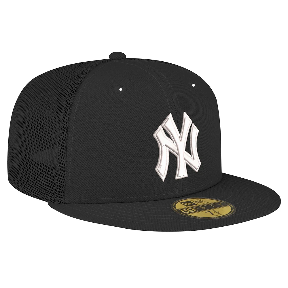 Casquette ajustée New Era 59FIFTY Trucker noire des York Yankees pour homme