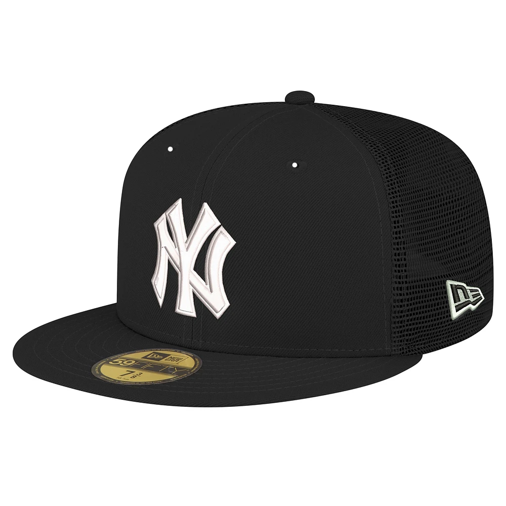 Casquette ajustée New Era 59FIFTY Trucker noire des York Yankees pour homme