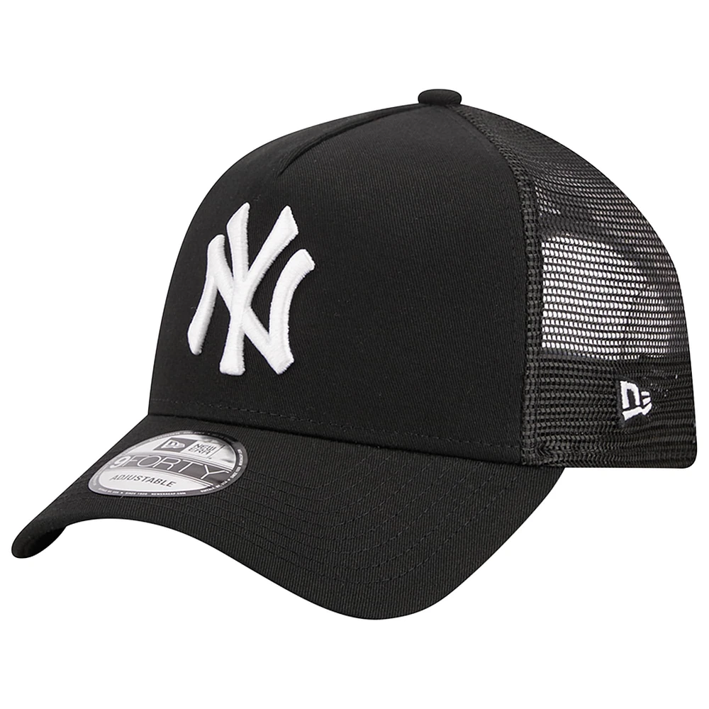 Men's New Era Black New York Yankees A-Frame 9FORTY Trucker Adjustable Hat