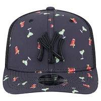 Men's New Era Black New York Yankees Adventure Drinks Pattern 9SEVENTY Stretch-Snap Hat