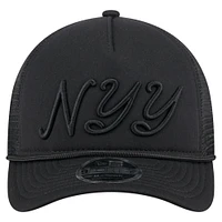 Men's New Era Black New York Yankees City Initial 9FORTY A-Frame M-Crown Adjustable Trucker Hat