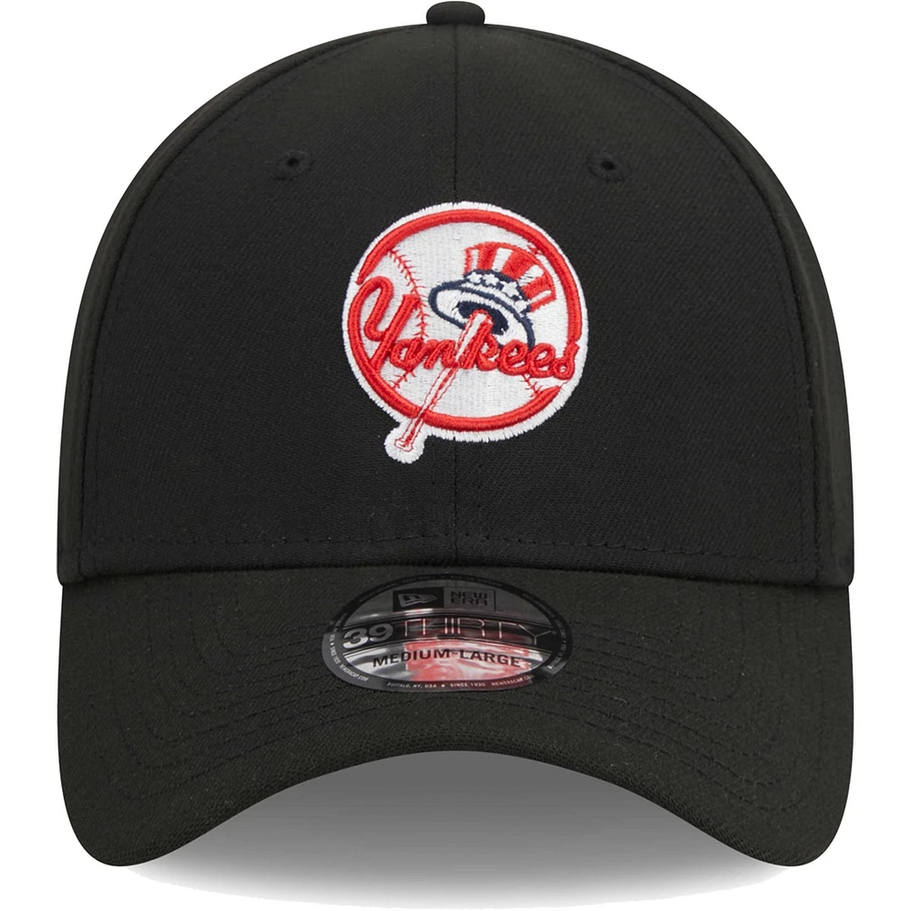 Men's New Era Black York Yankees Logo 39THIRTY Flex Hat