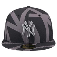 Casquette ajustée 59FIFTY noire avec logo Fracture des New York Yankees pour hommes Era