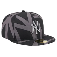 Casquette ajustée 59FIFTY noire avec logo Fracture des New York Yankees pour hommes Era