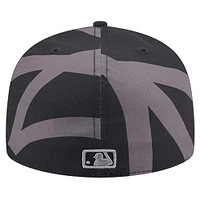 Casquette ajustée 59FIFTY noire avec logo Fracture des New York Yankees pour hommes Era