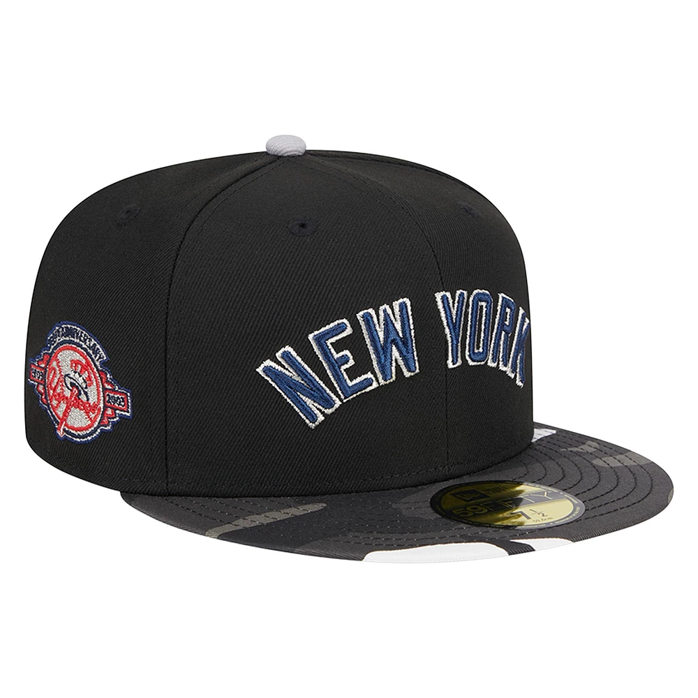 Casquette ajustée 59FIFTY noire à motif camouflage métallisé New York Yankees Era pour homme