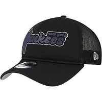 Men's New Era Black New York Yankees Retro Bold A-Frame Trucker 9FORTY Adjustable Hat