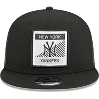 Men's New Era Black New York Yankees Scratch Squared Trucker 9FIFTY Snapback Hat