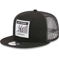 Men's New Era Black New York Yankees Scratch Squared Trucker 9FIFTY Snapback Hat