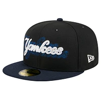 Casquette ajustée 59FIFTY Shadow Stitch des Yankees de New York pour homme Era noire