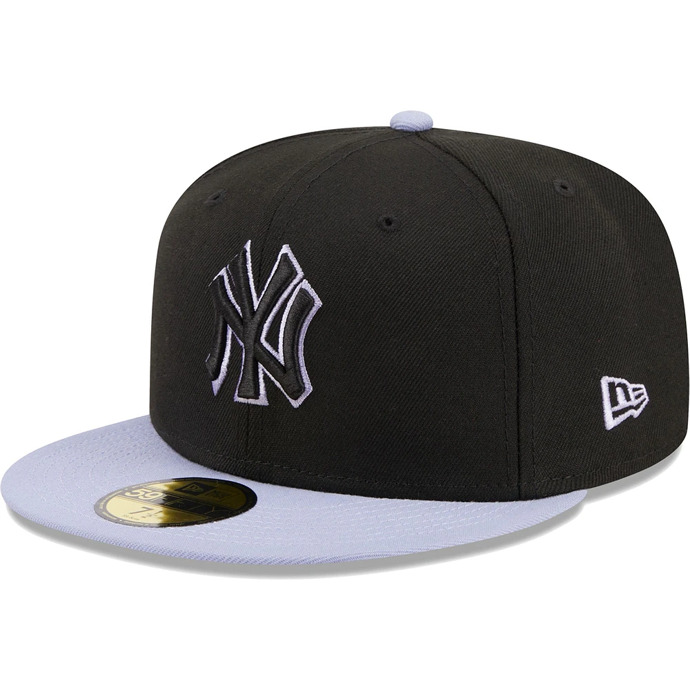 Casquette ajustée 59FIFTY New Era noire pour homme avec écusson sur le côté des York Yankees