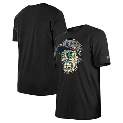 Men's New Era Black York Yankees Sugar Skulls T-Shirt