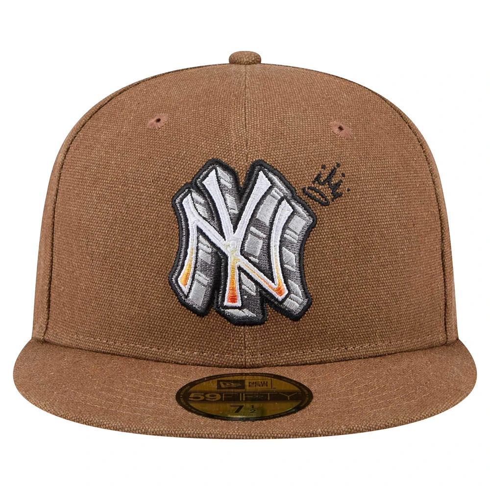 Men's New Era  Brown York Yankees Logo Scribble 59FIFTY Fitted Hat