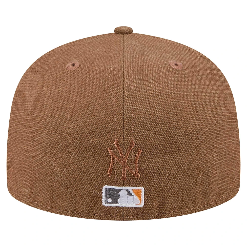 Casquette ajustée 59FIFTY avec logo New Era des Yankees de York marron pour homme