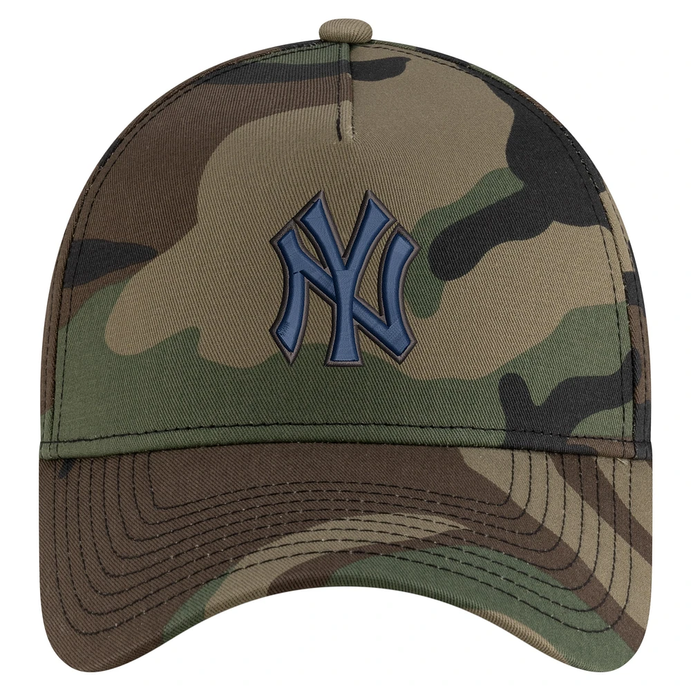 Men's New Era Camo New York Yankees Woodland Team Pop 9FORTY A-Frame Adjustable Hat