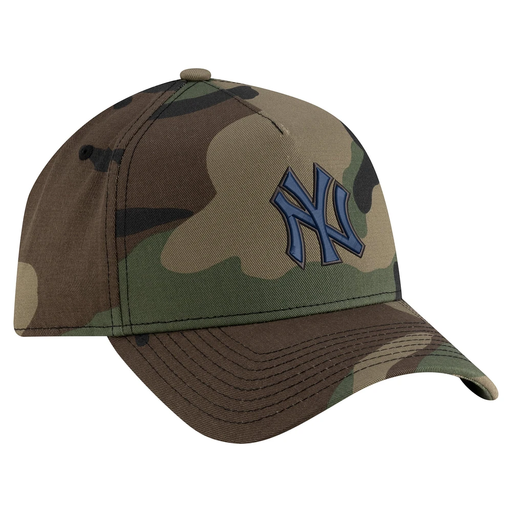 Men's New Era Camo New York Yankees Woodland Team Pop 9FORTY A-Frame Adjustable Hat