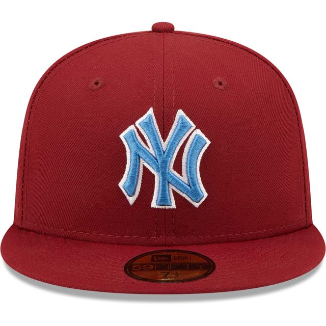 Men's New Era Tan York Yankees 1999 World Series Sky Blue Undervisor 59FIFTY Fitted Hat