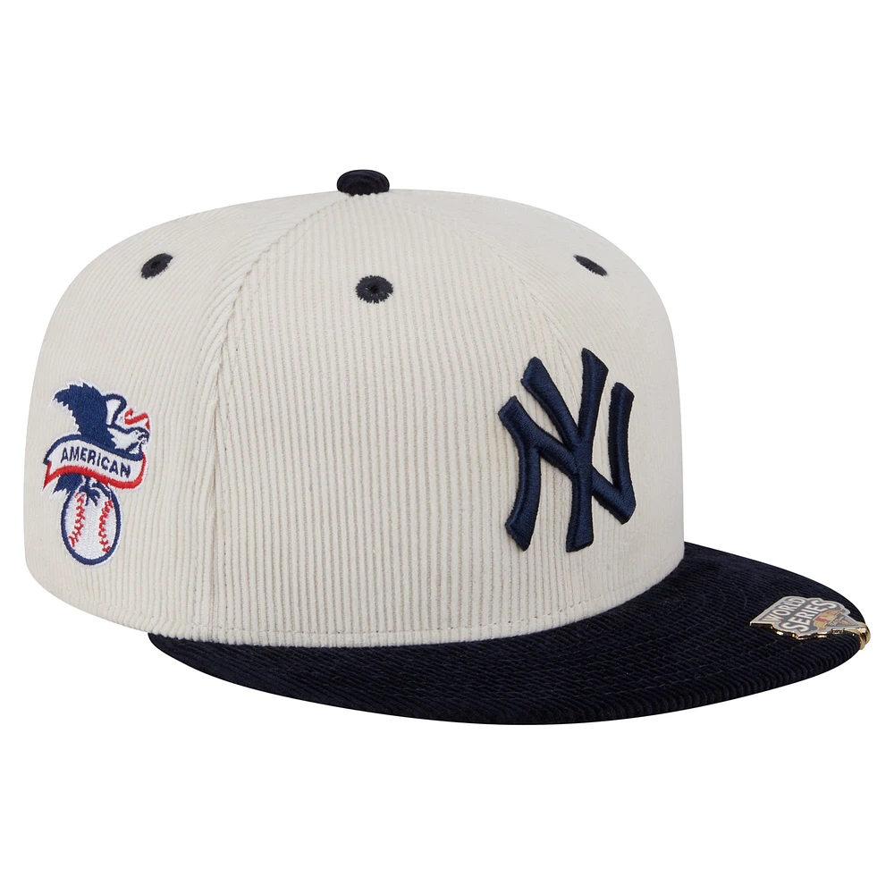 Men's New Era Cream/Navy York Yankees Two-Tone Corduroy 59FIFTY Fitted Hat