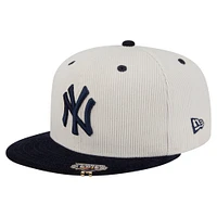 Men's New Era Cream/Navy York Yankees Two-Tone Corduroy 59FIFTY Fitted Hat