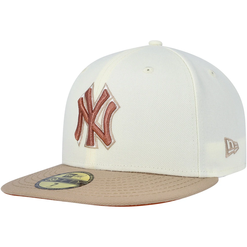 Men's New Era Cream York Yankees Chrome Camel Rust Undervisor 59FIFTY Fitted Hat