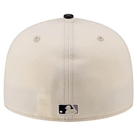 Men's New Era Cream York Yankees Game Night Leather Visor 59FIFTY Fitted Hat