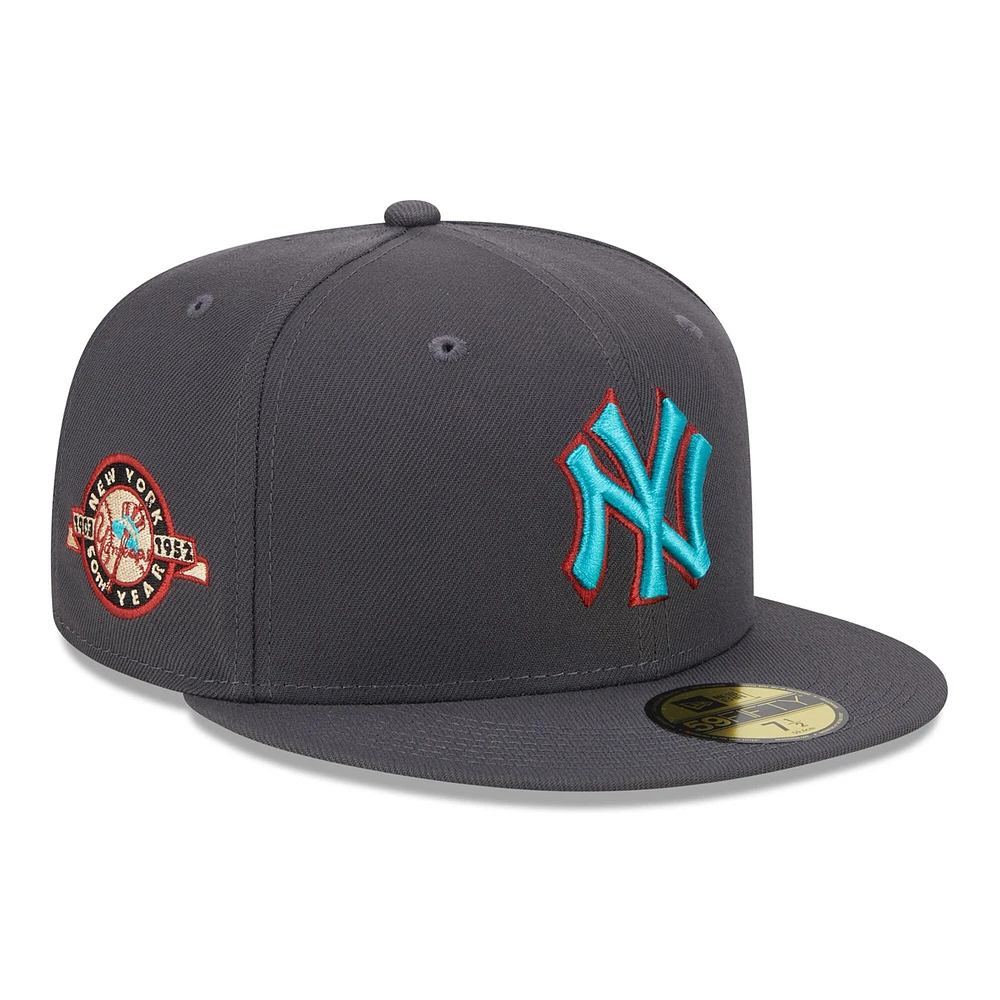 Casquette ajustée 59FIFTY avec sous-visière imprimée New York Yankees Graphite Era pour homme