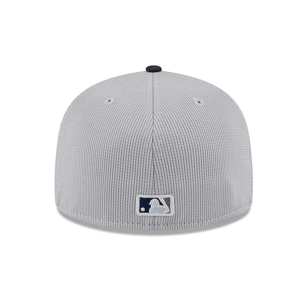 Men's New Era  Gray/Navy York Yankees 2025 Batting Practice 59FIFTY Fitted Hat