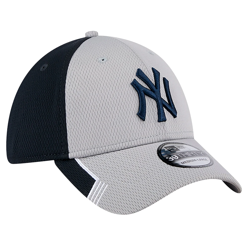 Casquette flexible 39THIRTY New Era pour hommes, gris/bleu marine, garniture à visière, York Yankees