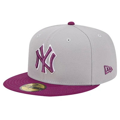 Pack de couleurs bicolores New Era pour hommes, gris/violet, York Yankees, casquette ajustée 59FIFTY