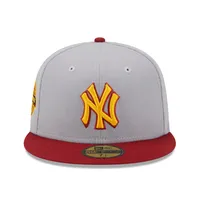 Casquette ajustée 59FIFTY gris/rouge des New York Yankees World Series Champions bleu marine avec sous-visière pour homme Era