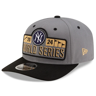 Casquette extensible à boutons-pression New Era grise New York Yankees 2024 American League Champions Locker Room 9SEVENTY pour homme