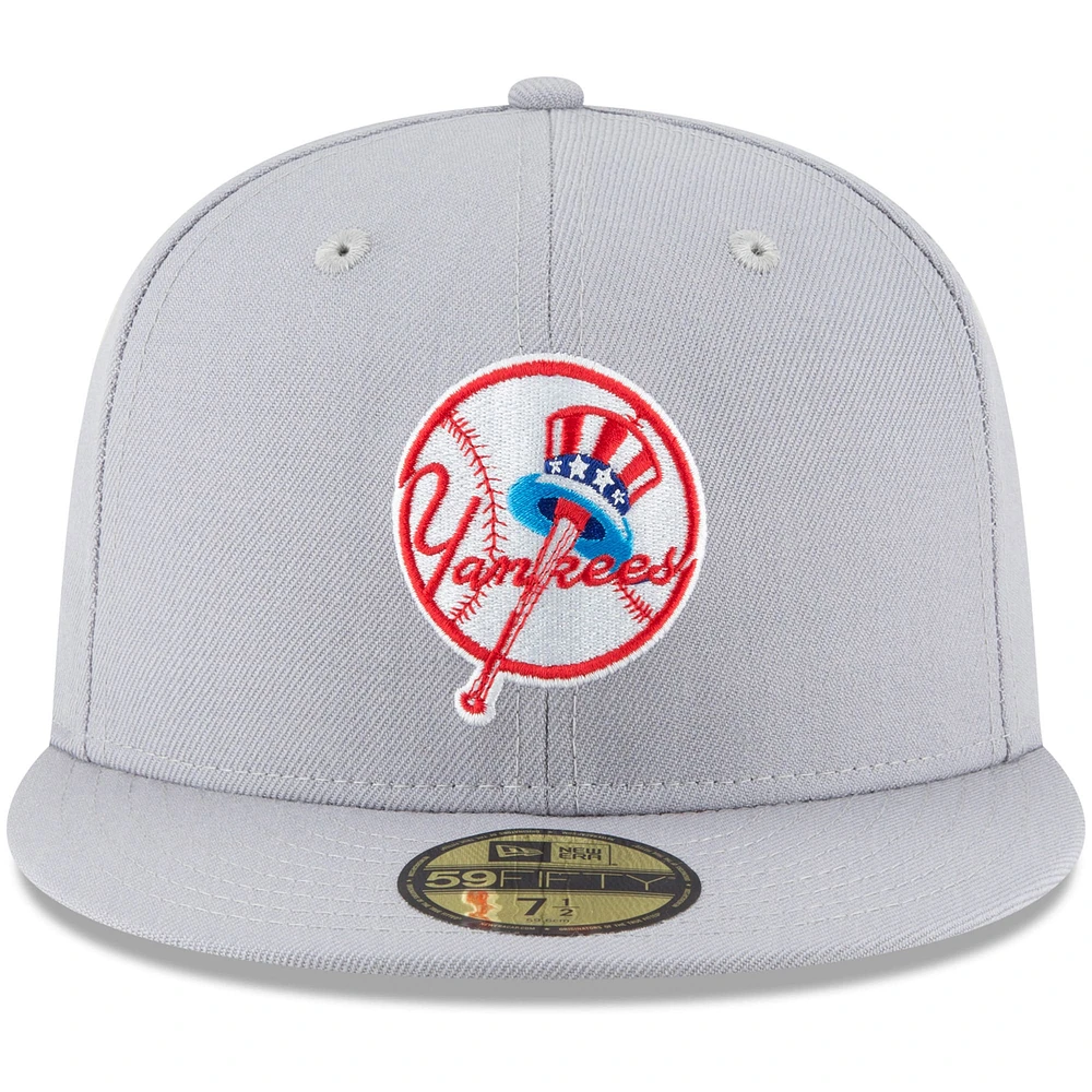 Men's New Era Gray York Yankees Cooperstown Collection Wool 59FIFTY Fitted Hat