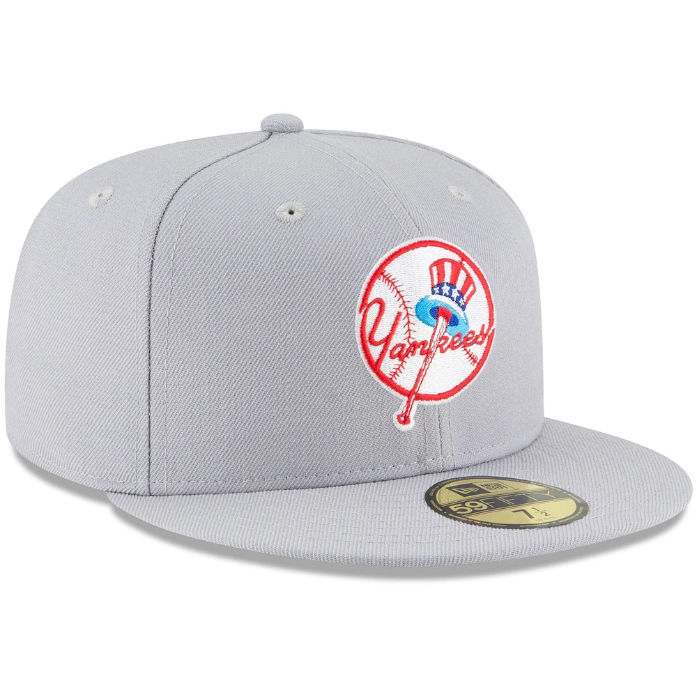 Men's New Era Gray York Yankees Cooperstown Collection Wool 59FIFTY Fitted Hat