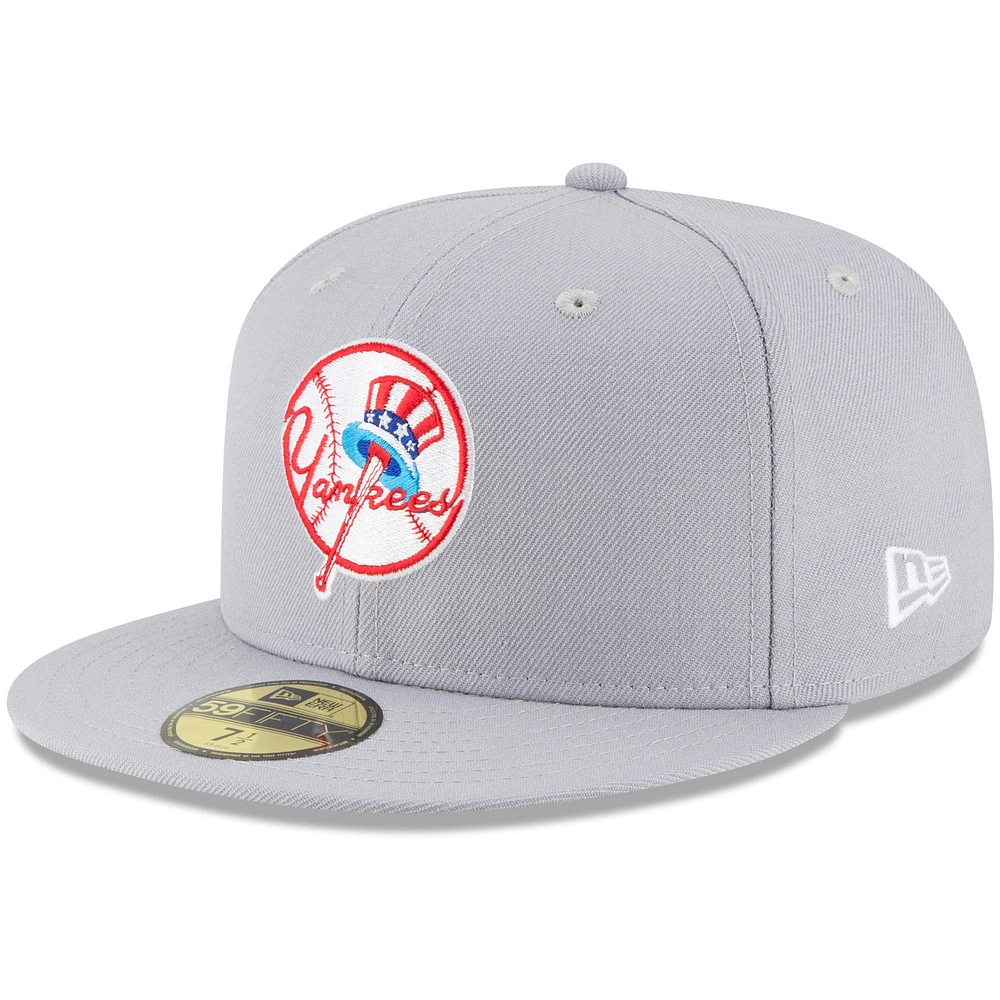 Men's New Era Gray York Yankees Cooperstown Collection Wool 59FIFTY Fitted Hat