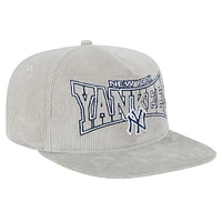 Casquette de golf à visière snapback en velours côtelé New Era pour homme, motif New York Yankees, gris