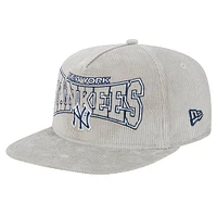 Casquette de golf à visière snapback en velours côtelé New Era pour homme, motif New York Yankees, gris