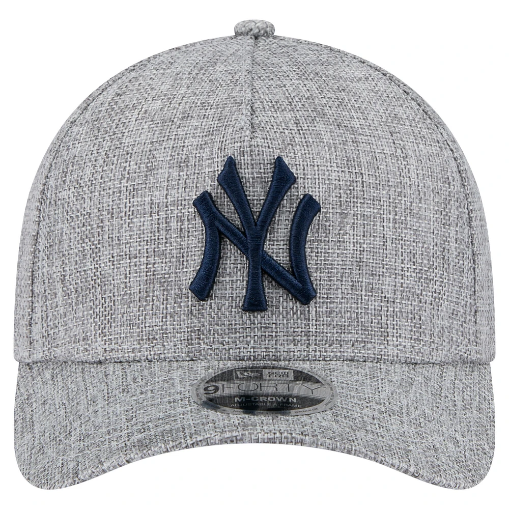 Casquette ajustable New Era 9FORTY grise en coton tissé M-Crown A-Frame pour homme des Yankees de New York