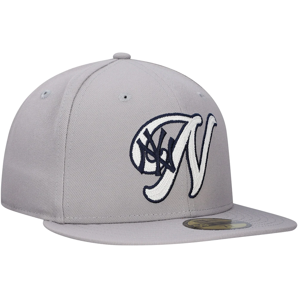 Men's New Era Gray York Yankees  Duo Logo 2.0 59FIFTY Fitted Hat