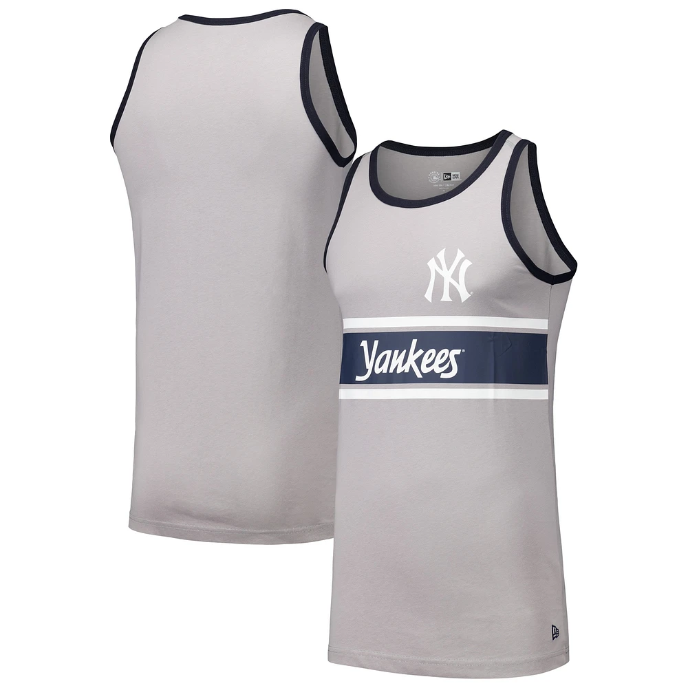 Débardeur gris New Era pour hommes des York Yankees Ringer en jersey