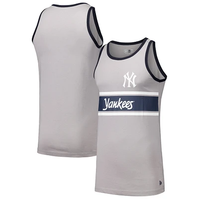 Men's New Era Gray York Yankees Jersey Ringer Tank Top