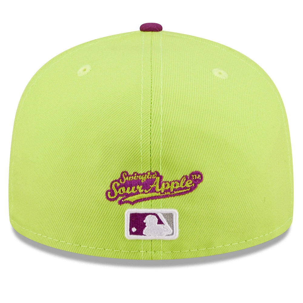 Men's New Era Green/Purple York Yankees MLB x Big League Chew - Swingin' Sour Apple Flavor Pack 59FIFTY Fitted Hat