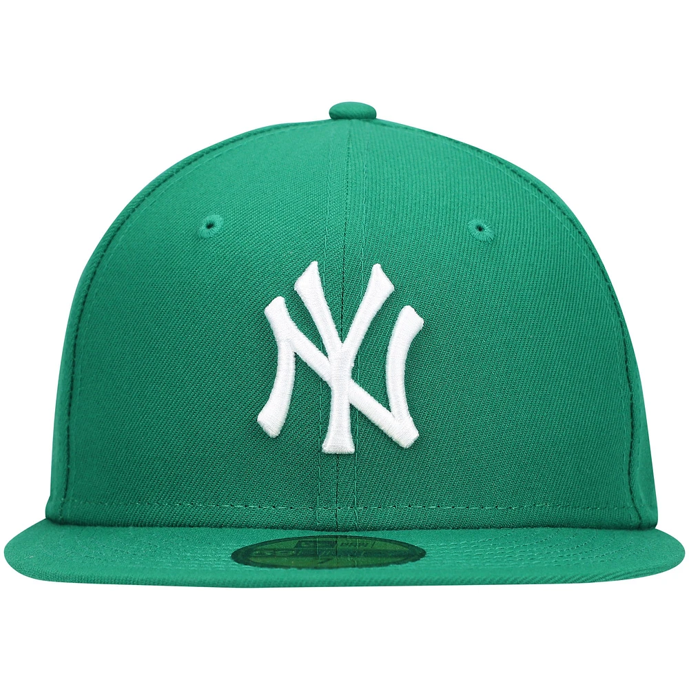 Men's New Era Kelly Green York Yankees White Logo 59FIFTY Fitted Hat