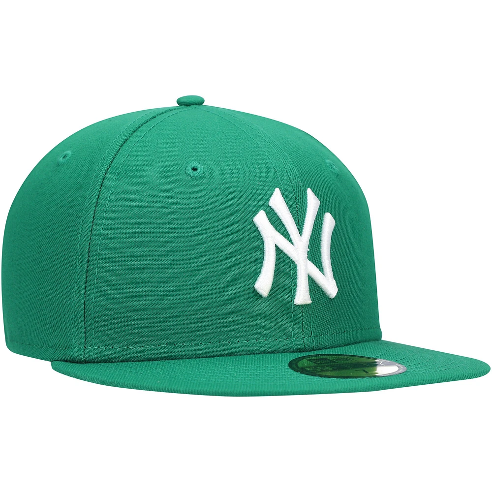 Men's New Era Kelly Green York Yankees White Logo 59FIFTY Fitted Hat
