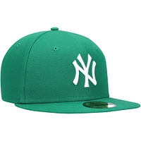 Men's New Era Kelly Green York Yankees White Logo 59FIFTY Fitted Hat