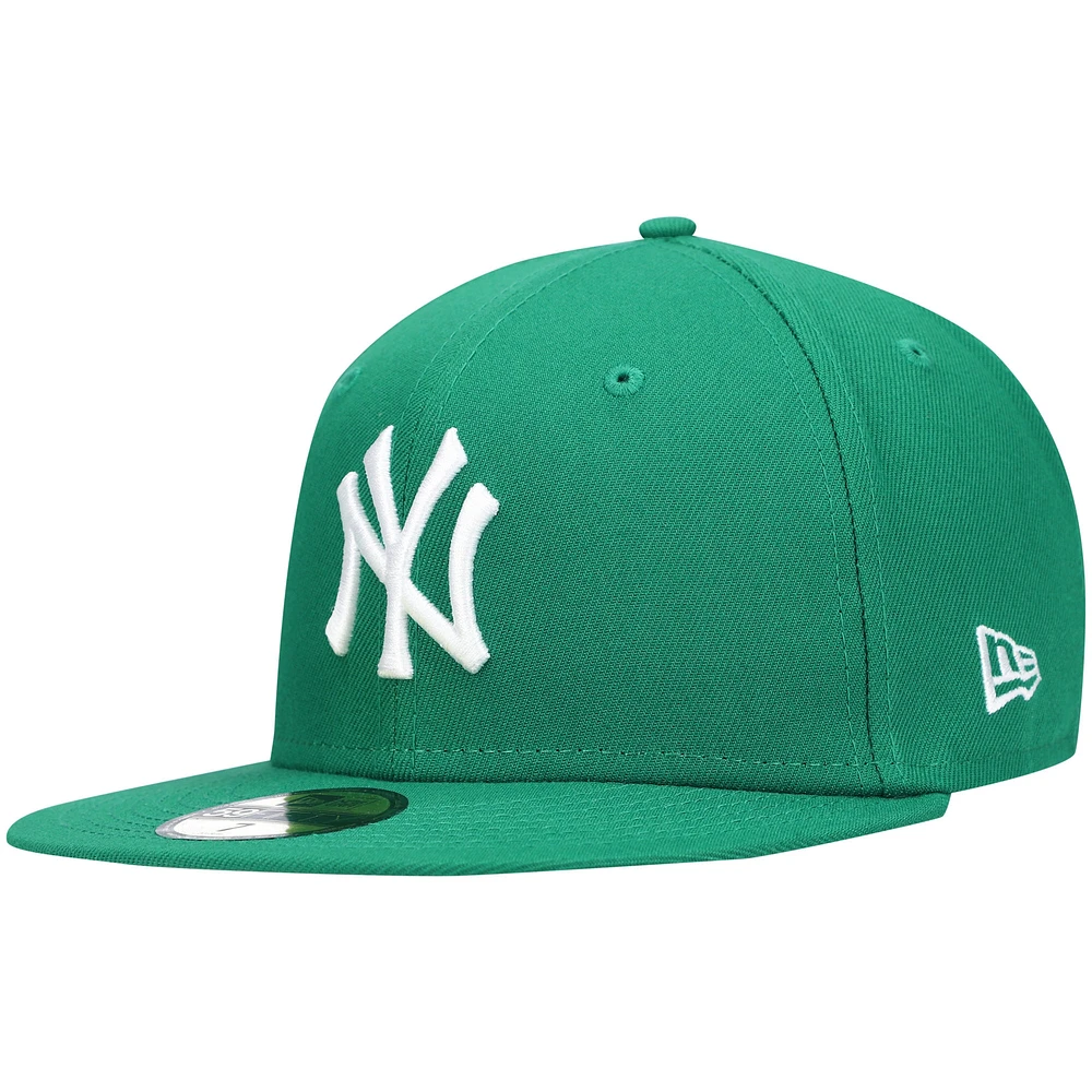 Men's New Era Kelly Green York Yankees White Logo 59FIFTY Fitted Hat