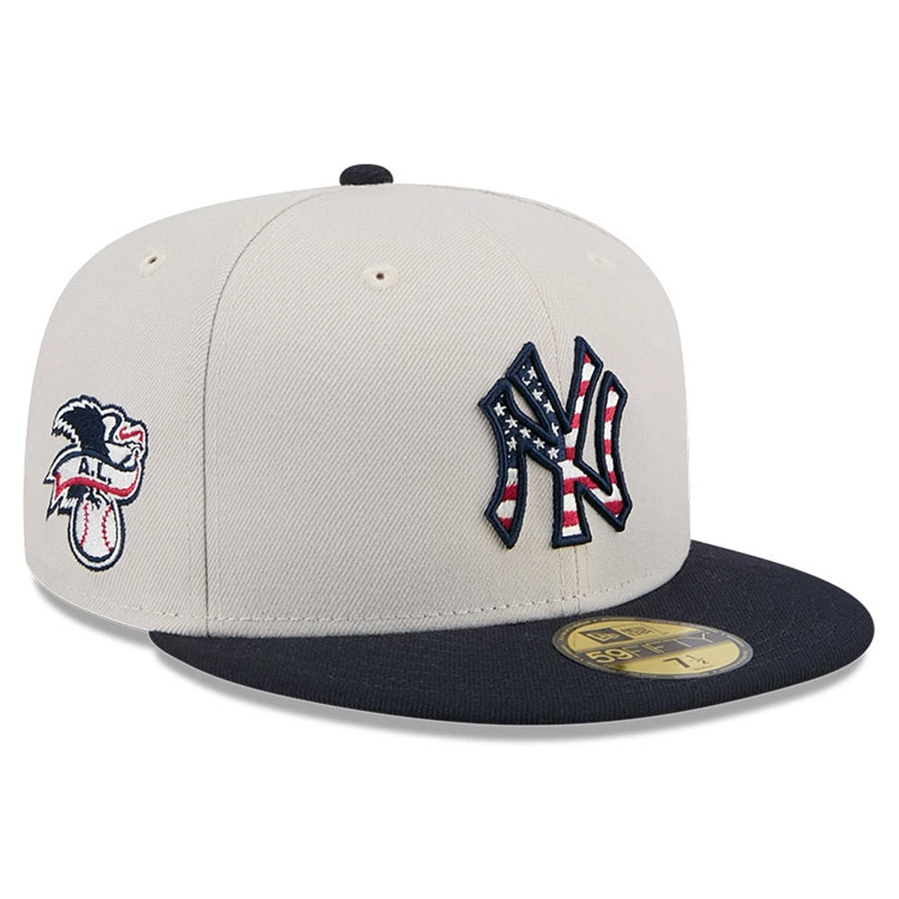 Men's New Era  Khaki/Black York Yankees 2024 Fourth of July 59FIFTY Fitted Hat